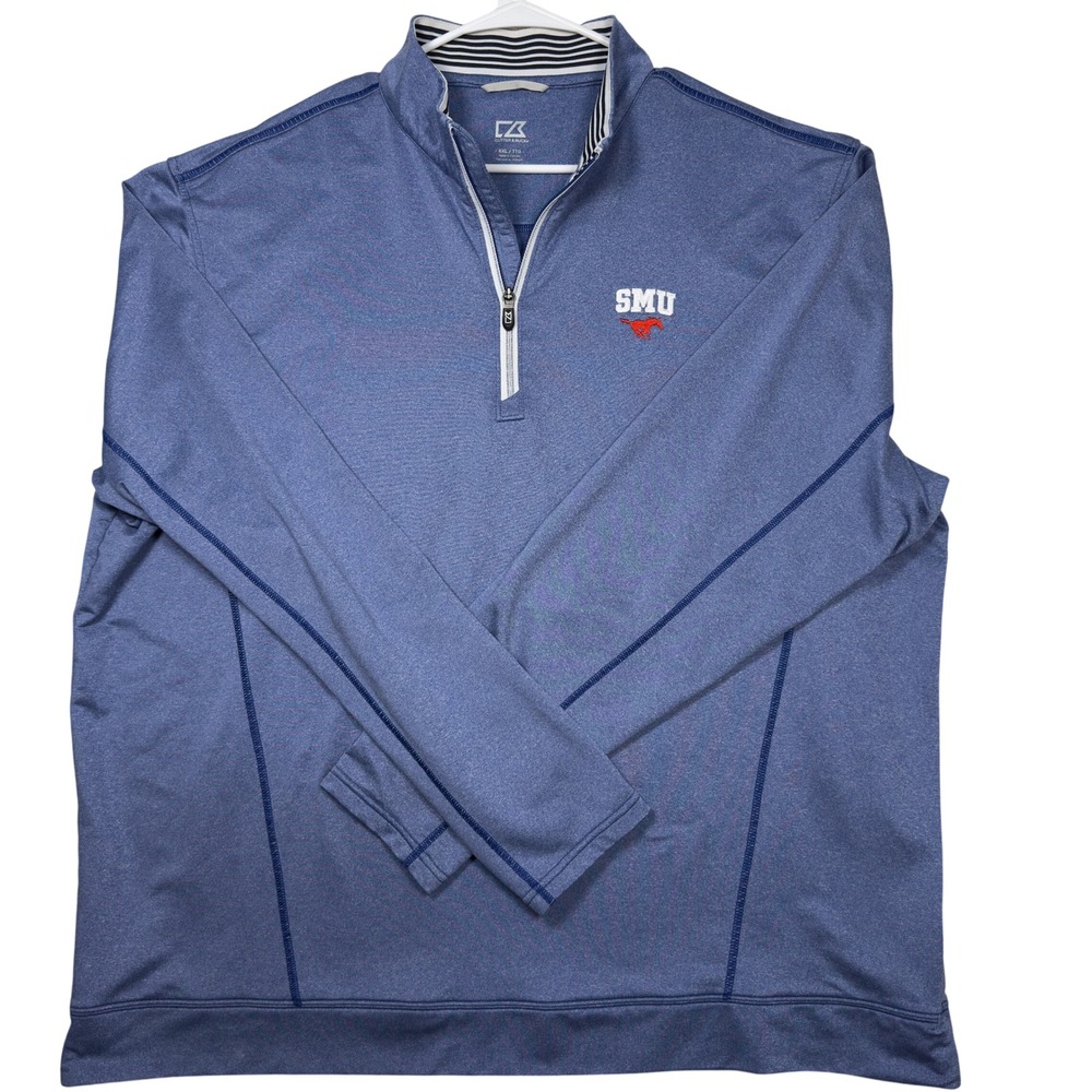Cutter & Buck 1/4 Zip Pullover XXL SMU Mustangs CB DryTec Blue